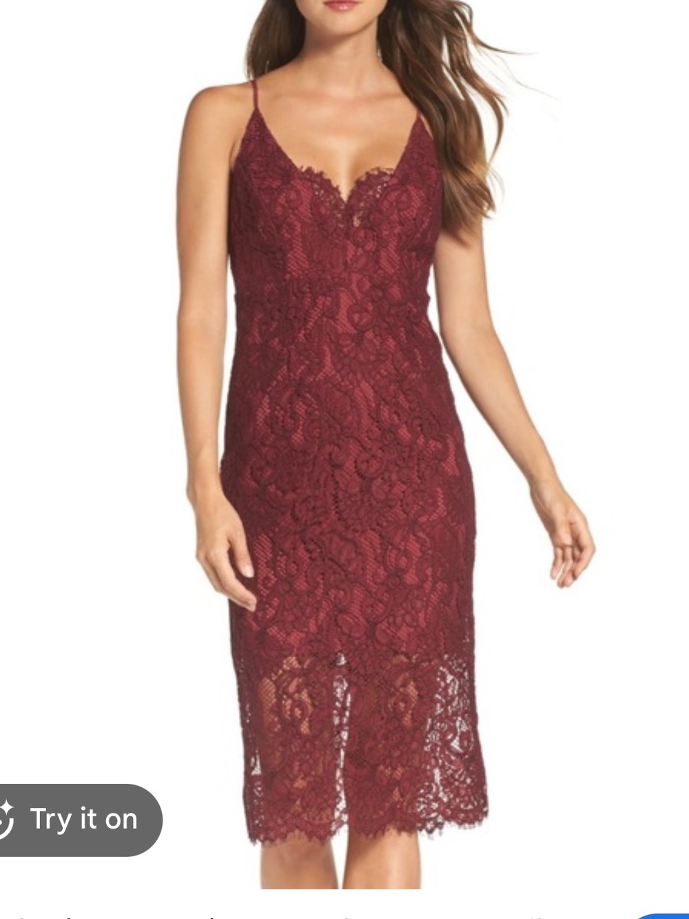 Bardot Burgundy Lace Midi Slip Dress
